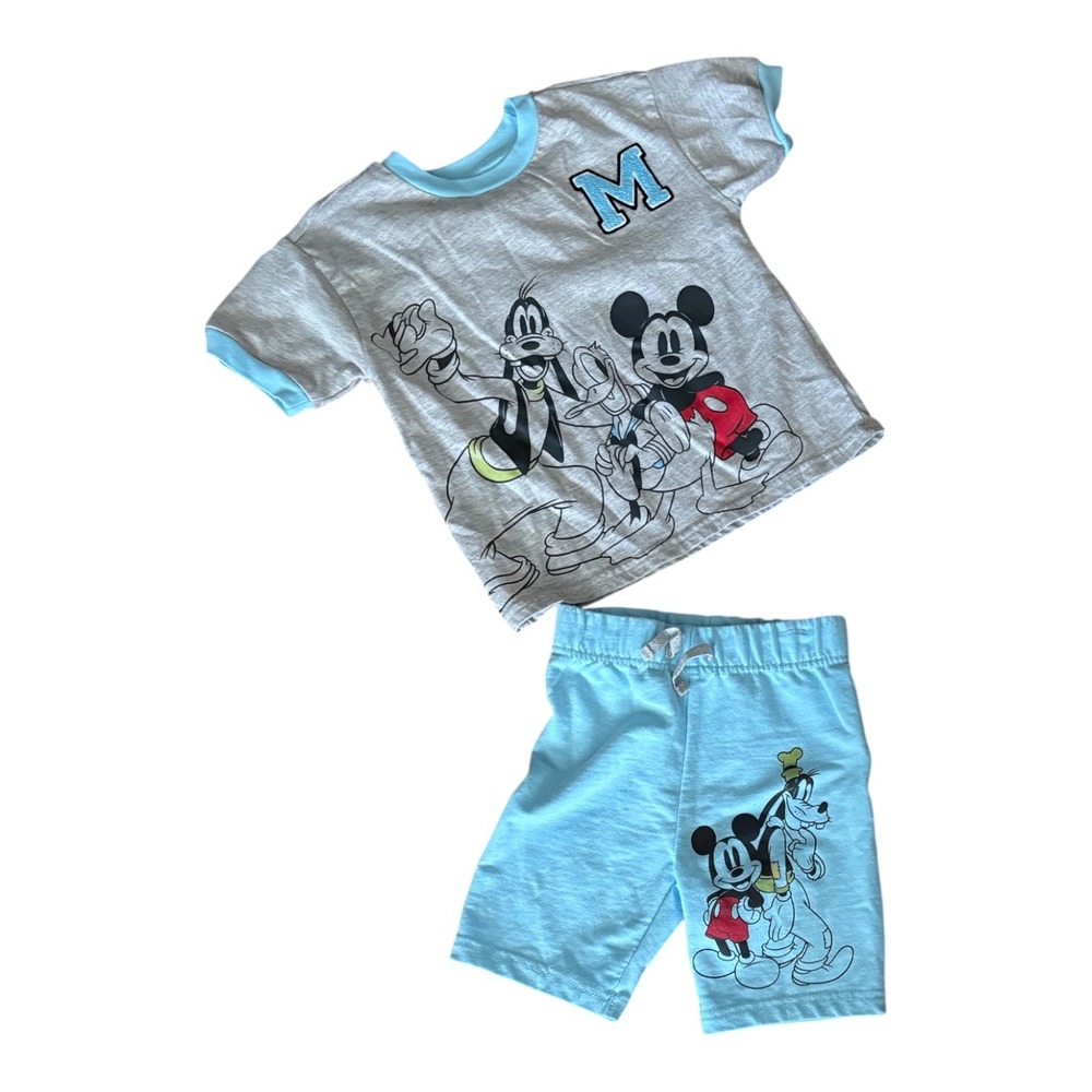 Disney Junior Mickey Mouse & Friends 2pc Shorts Set Gray Blue Boys 4T